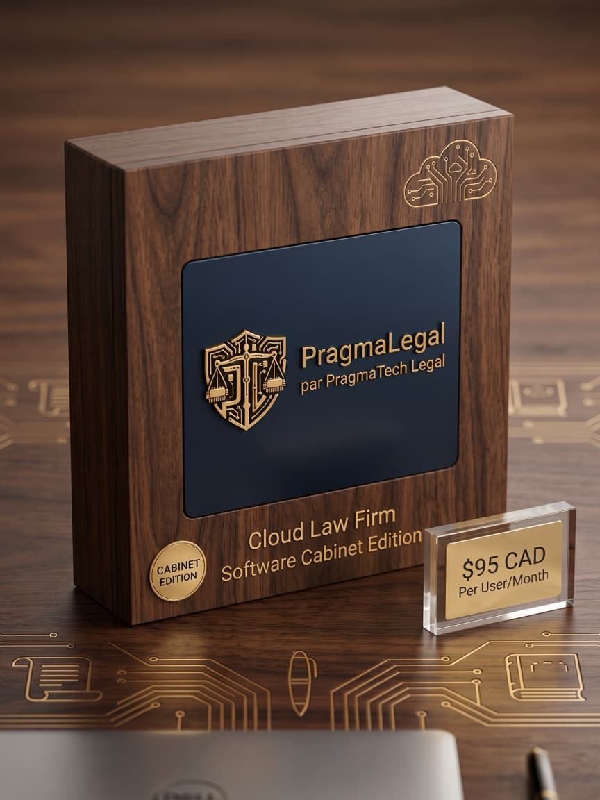 PragmaLegal Cabinet Edition product box — $95 CAD per user / month